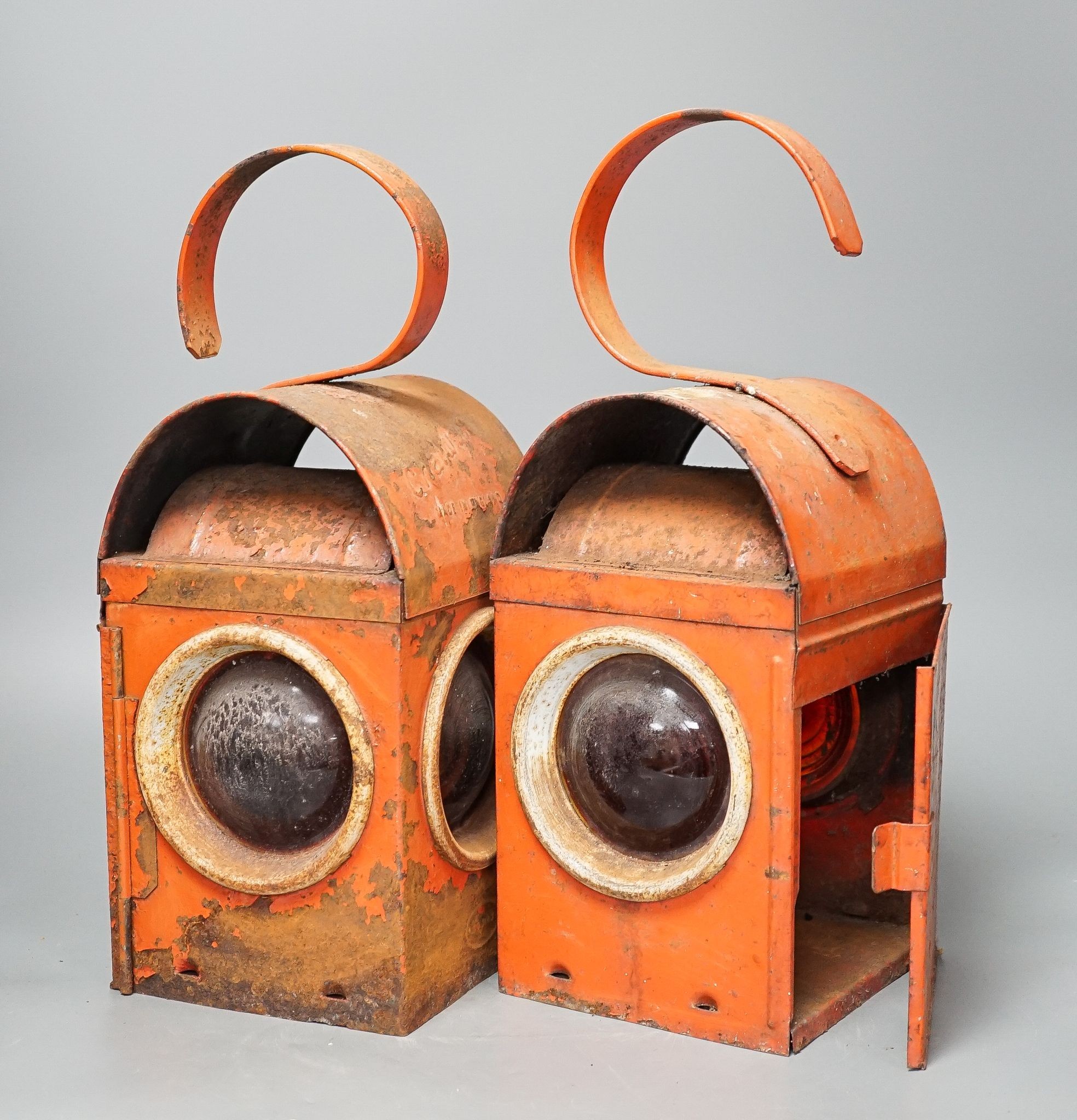 Two railway lanterns, 37cm